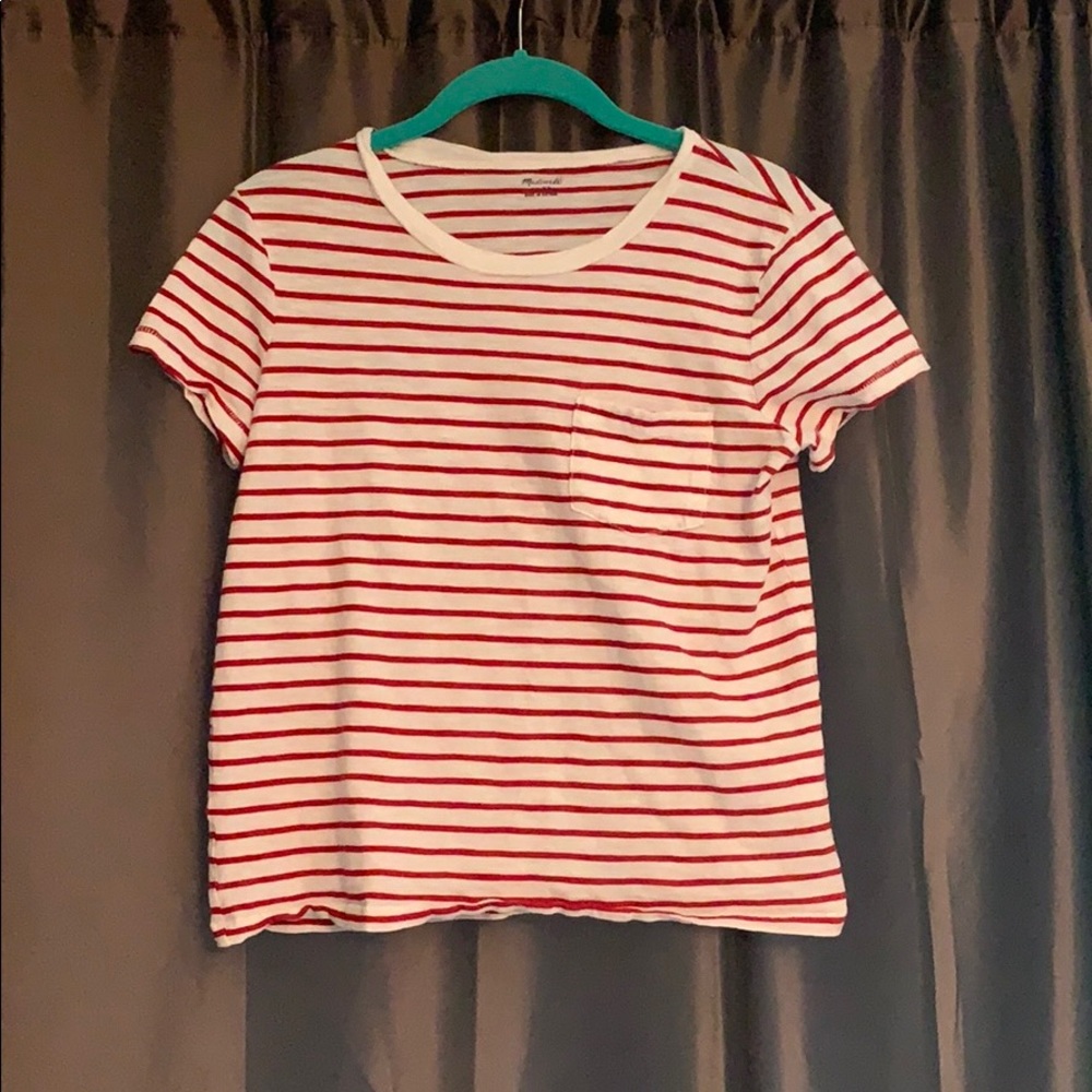 Madewell red & white striped slub tee- XS